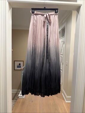 Viviana Uchitel silk Pink to Black Ombre Maxi Skirt with Waist Tie(bw)